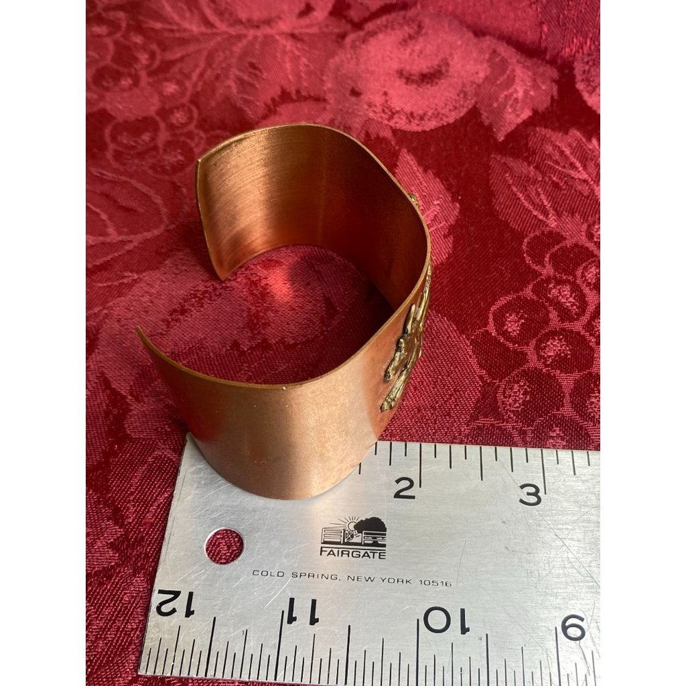 Vintage Southwestern Bucking Bronco Cowboy 3D Copper Cuff Bracelet Horse Western - Picture 9 of 9